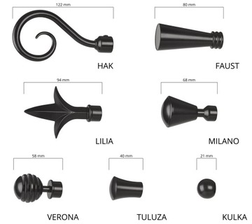 ОДИНОЧНЫЙ ЧЕРНЫЙ КАРДИН 160 см / Ø 16 мм STUDIO LOFT MATTE BOJANEK