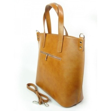 VERA PELLE CAMEL WŁOSKA DUŻA TORBA SHOPPER BAG A4 SB546C