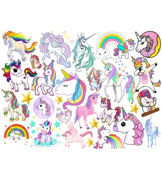 TATUAŻE DLA DZIECI TYMCZASOWE TYMCZASOWE JEDNOROŻCE UNICORN WZORY JAKOŚĆ