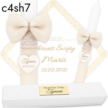 КРЕЩЕННАЯ СВЕЧА, ОДЕЖДА И ВЫШИВКА КРЕЩЕСТВЕННОЙ СВЕЧИ + БЕЛАЯ КОРОБКА в стиле БОХО