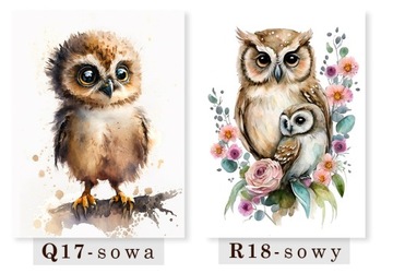 OBRAZKI PLAKATY DZIECIĘCE ZWIERZĘTA LEŚNE AKWARELA - WZORY A4