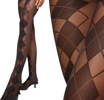 CALZEDONIA rajstopy w romby 30den T. 3/4 M/L