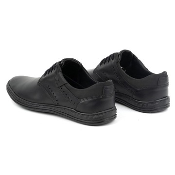 Buty męskie skórzane sznurowane casual POLSKIE 402 czarne lico 44