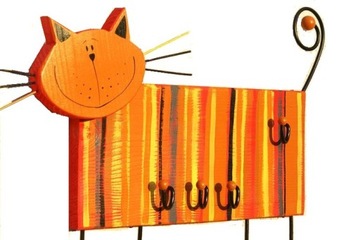Drewniany wieszak kot TOM ręcznie malowany 53 cm