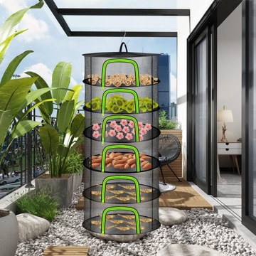 6-СЛОЙНАЯ ПОДВЕСНАЯ СУШИЛЬНАЯ СЕТКА, СКЛАДНАЯ ПОДСТАВКА, ДЛЯ ТРАВ, ЦВЕТОВ