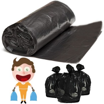 Мешки для мусора сильный черный LDPE 60L 100шт толстый