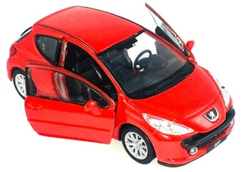PEUGEOT 207 MODEL METAL WELLY 1:34 CZERWONY