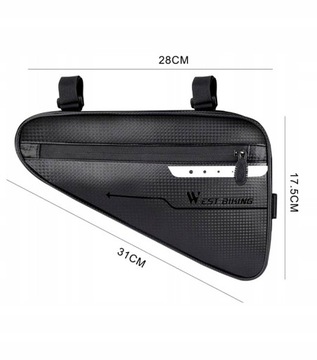 Велосумка, BIKE Bag, большая, на рамку, черная, со светоотражающей сумкой