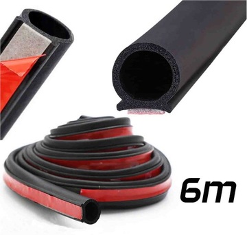 USZCZELKA DO DRZWI OKNA 12x12mm UNIWERSALNA SAMOPRZYLEPNA CZARNA TYP O 6m