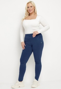 DUŻE SPODNIE JEANS tregginsy jeansy PLUS SIZE T703 granat 6XL