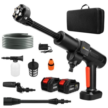 Мойка высокого давления с насадкой 6IN1, вращающейся насадкой, 2 батарейки