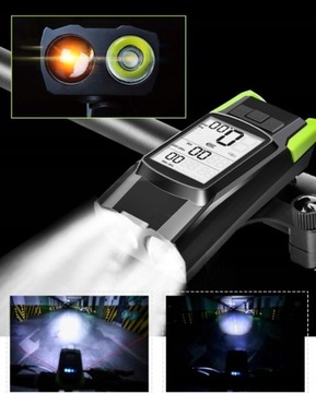 Mocna Lampa Rowerowa Przednia LED Przód USB Jasna Lampka Licznik Dzwonek