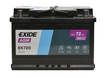 EXIDE EK720 72AH 760A AGM START-STOP