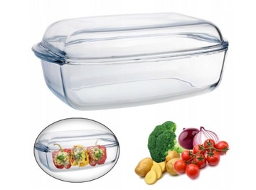 Naczynie ŻAROODPORNE z POKRYWĄ szklane PYREX 7l