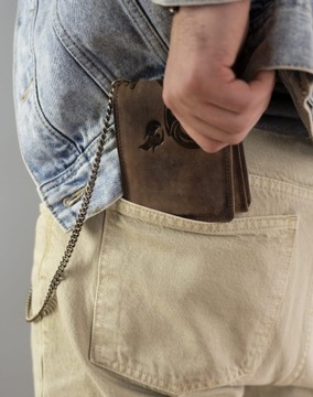 Мужской кожаный мотоциклетный кошелек RFID 2027