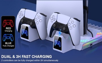ЗАРЯДНАЯ СТАНЦИЯ ОРГАНАЙЗЕР RGB ДЛЯ DualSense+PS5/PS5 SLIM 2023 ОХЛАЖДАЮЩИЙ ВЕНТИЛЯТОР