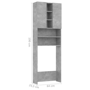 Шкаф для стиральной машины, бетонно-серый, 64 x 25,5 x 190 см