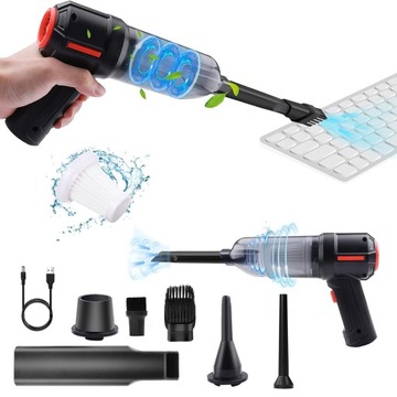 MOCNY RĘCZNY MINI ODKURZACZ SAMOCHODOWY 120W 3 W 1