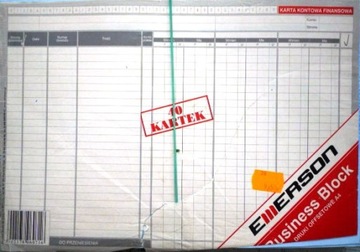Karta kontowa finansowa A4 Emerson KKF-1