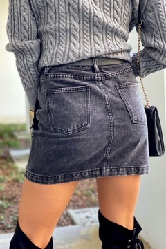 SPÓDNICA JEANS BLACK DENIM PEO FRĘDZLE 38