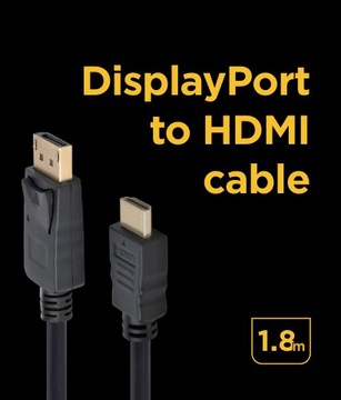 КАБЕЛЬ DisplayPort «папа» — «папа» HDMI DP КАБЕЛЬ HDMI FHD 1,8 М, ЧЕРНЫЙ