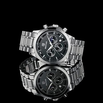 Benyar zegarek męski BY5160 czarny srebrna bransoleta