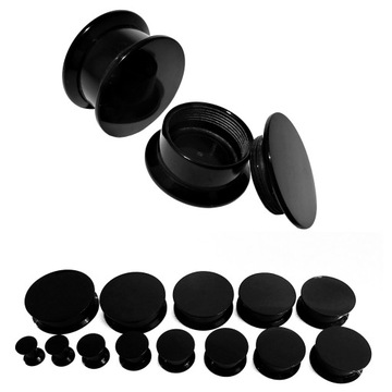 Plug Tunel Akrylowy Odkręcany Pełny Czarny 10mm