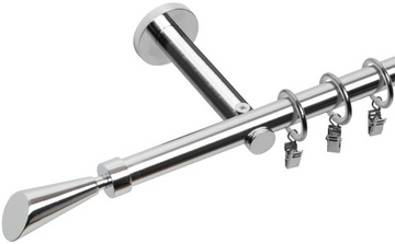 KARNISZ POJEDYNCZY 140 CM 19 MM PREMIUM CHROM POŁYSK WYBÓR ZAKOŃCZEŃ RENA