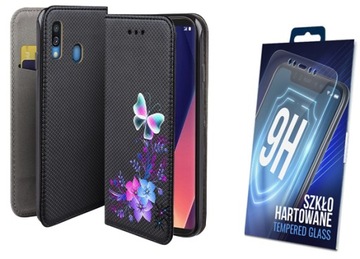 ETUI Z KLAPKĄ DO SAMSUNG GALAXY A40 WZÓR + SZKŁO