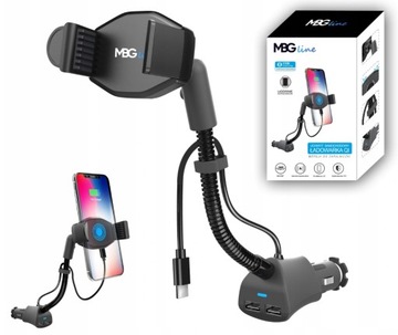 UCHWYT SAMOCHODOWY Z ŁADOWARKĄ INDUKCYJNĄ 15W USB