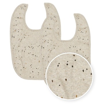 Meyco Baby Rib Mini Spot śliniak z zatrzaskiem - 2-pak - sand melange