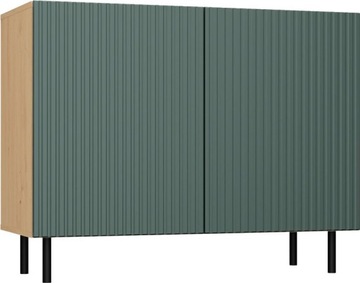 KOMODA KAMA 2 DRZWI SLIM ARTISAN/ZIELEŃ RYFLOWANA