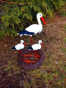 STORK'S NEST БОЛЬШОЙ АИСТ С МАЛЕНЬКИМ - Декоративная садовая фигурка