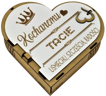 Dzień Ojca Szkatułka Serce Życzenia Kochanemu Tacie Zawieszka Gratis