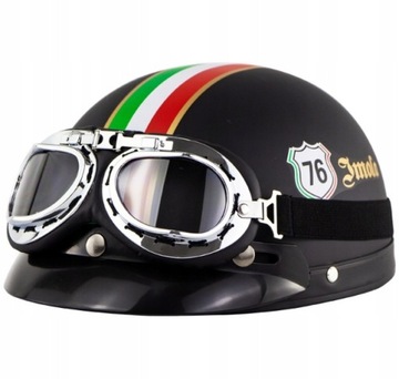 KASK MOTOCYKLOWY HEŁM RETRO GOGLE