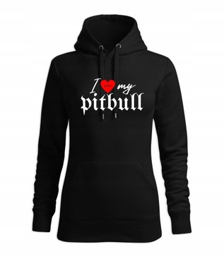 Bluza damska z kapturem kocham miłość pitbull pies