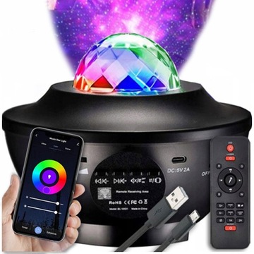 Lampka nocna Mik-Star czarny Projektor Gwiazd
