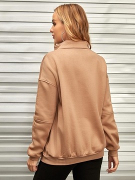 СВЕТЛО-КОРИЧНЕВАЯ КЛАССИЧЕСКАЯ ГЛАДКАЯ ТОЛСТОВКА ДЛЯ беременной С КАРМАНАМИ НА МОЛНИИ SHEIN 36