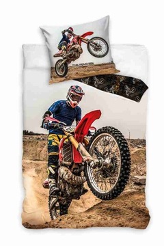 POŚCIEL bawełniana MOTOCROSS 140x200 + 60x70 motor CROSS