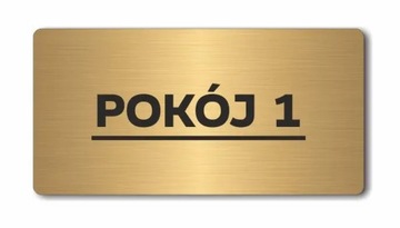 POKÓJ (1,2,3...) | Tabliczka informacyjna, nierdzewna ZŁOTA | Druk UV