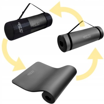 4FIZJO Коврик для упражнений, большой, черный, толстый