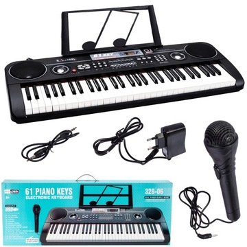 ORGANY PIANINO ELEKTRONICZNE DUŻY KEYBOARD KLAWISZY MIKROFON PODSTAWKA USB