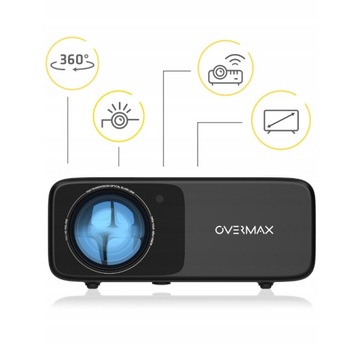 ПРОЕКТОР Мультимедийный проектор Overmax FullHD 1080p 200 дюймов Wi-Fi HDMI + пульт дистанционного управления