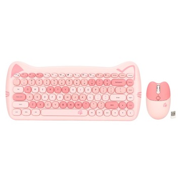 cute cat shape 2.4g wireless keyboard and mouse colours low power technolog