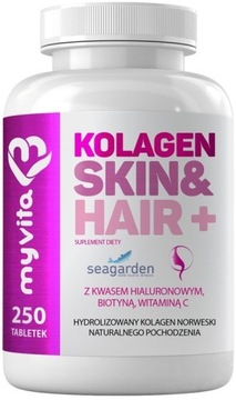 MYVITA KOLAGEN SKIN HAIR+ 250t SKÓRA WŁOSY BIOTYNA
