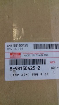 ISUZU D-MAX 2 PICK-UP 2012->2017 SVĚTLO MLHOVKOVÉ LEVÝ PŘEDNÍ 98150425
