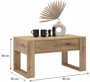 Журнальный столик в стиле лофт, деревянный современный дубовый журнальный столик с выдвижным ящиком