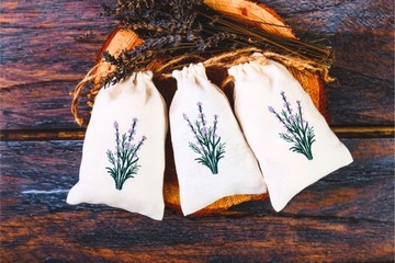 Lniany biały woreczek na lawendę, woreczek lawendowy biały zamykany