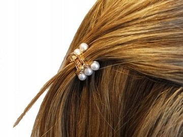 ЗАЖИМ ДЛЯ ВОЛОС Золотой Жемчуг Белый JAW Маленький