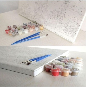 БОЛЬШАЯ КАРТИНА ПО ЦИФРАМ 50 КОШКА КОТЕНОК + РАМА